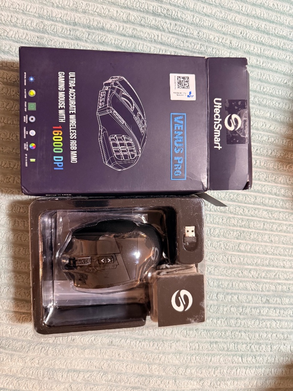 UtechSmart Venus Pro RGB MMO Wireless Gaming Mouse 16000 DPI New Open Box